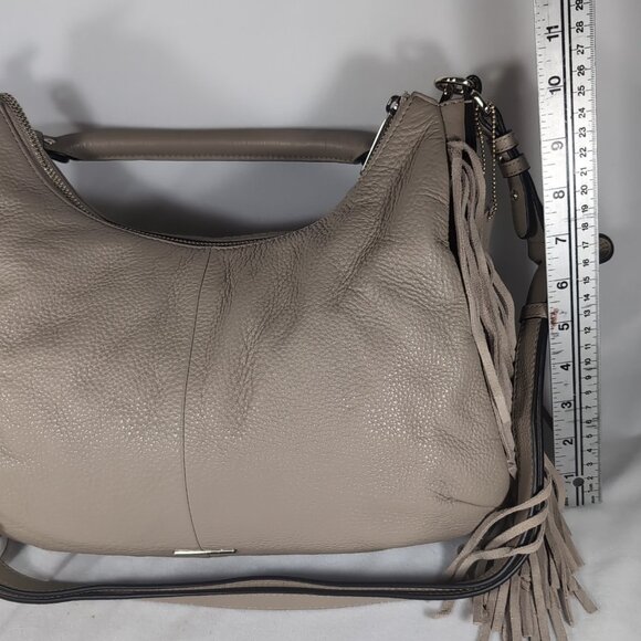 Danier Leather Fringe Purse Shoulder Bag Tan Beige Crossbody Handbag Boho Y2K - Picture 14 of 16